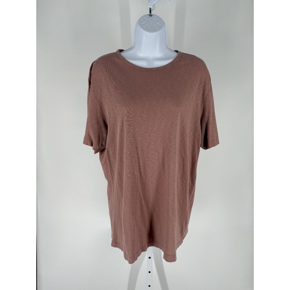 Theory Taupe Brown Textured Short SleeveTee | Minimalist Luxury Basic Top
